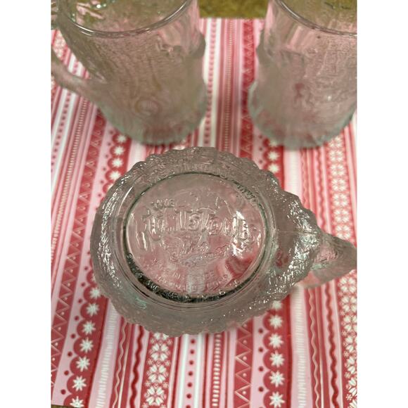 Vintage the Flintstones Rocdonalds Frosted Tree Mendous Mugs set of 3 Rare - Picture 4 of 6